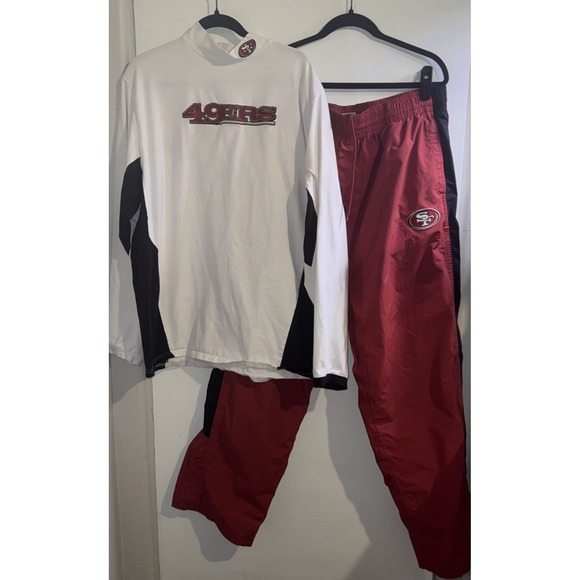 Reebok Pants - Vtg Y2K Reebok NFL 49ers Sz XL Track Pant & Mock Neck Top Red Black Spellout